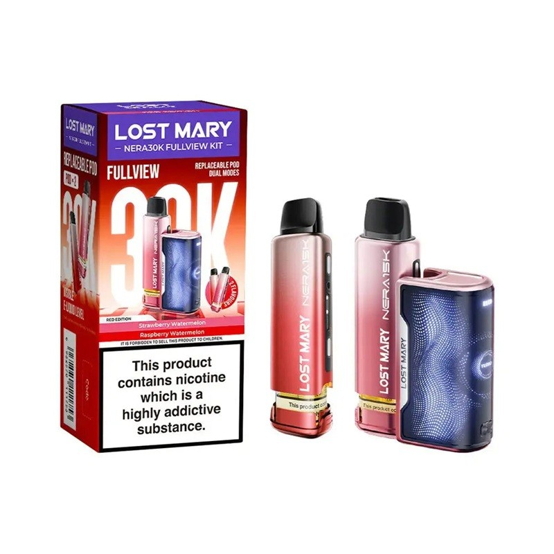 Lost Mary vaping device and packaging on a white background