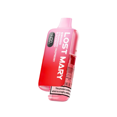 Lost Mary vape device on a white background strawberry_raspberry_blackberry Lost Mary BM 6000