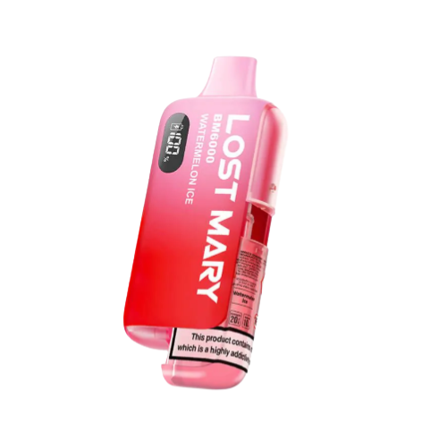 Pink Lost Mary vape device on a white background water_melon_ice Lost Mary BM 6000